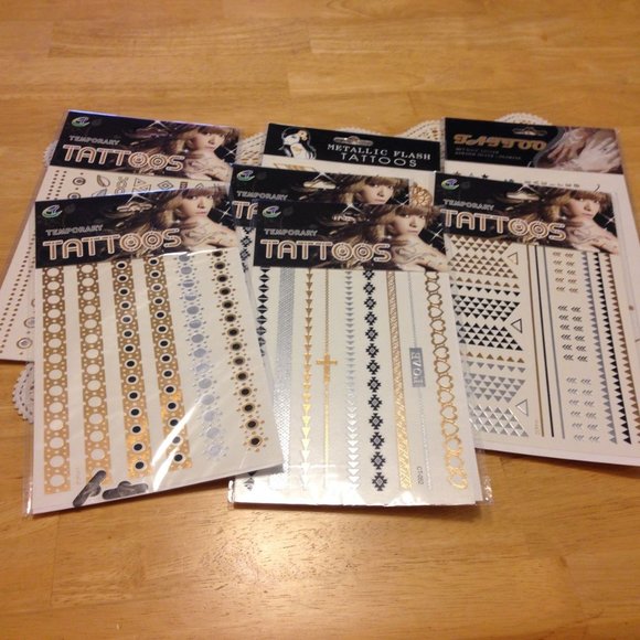 Temporary Tattoo bundle, gold and silver - Picture 1 of 7